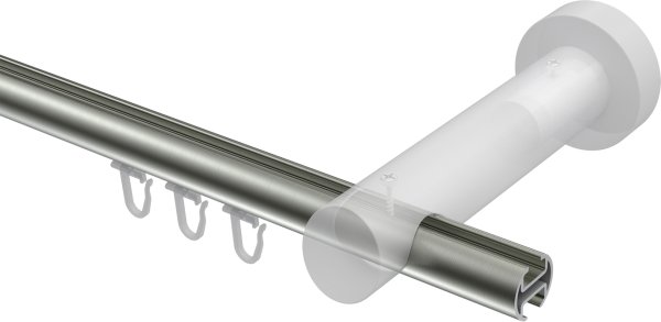 Innenlauf Gardinenstange Aluminium / Holz 20 mm Ø TALENT - Feta Edelstahl-Optik / Weiß lackiert