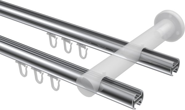 Innenlauf Gardinenstange Aluminium / Metall 20 mm Ø 2-läufig PLATON - Mavell Chrom
