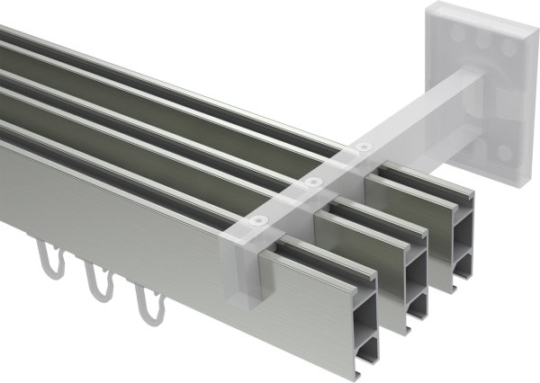 Innenlauf Gardinenstange Edelstahl-Optik eckig 14x35 mm 3-läufig SMARTLINE - Paxo (WA lang)