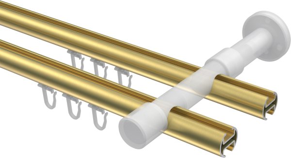 Innenlauf Gardinenstange Aluminium / Metall 20 mm Ø 2-läufig PRESTIGE - Santo Messing-Optik / Schwarz