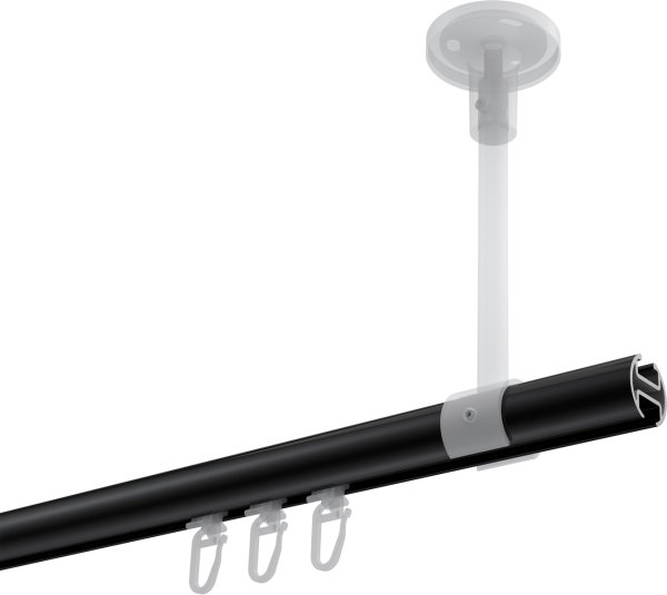 Innenlauf Gardinenstange Aluminium / Metall 20 mm Ø SONETTE - Santo Schwarz