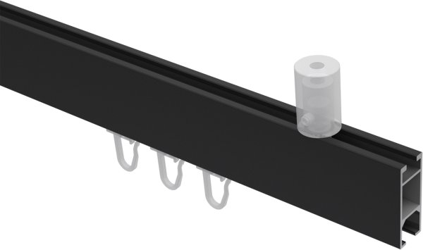 Innenlauf Gardinenstange Deckenmontage Aluminium / Metall eckig 14x35 mm SONIUS - Paxo Schwarz