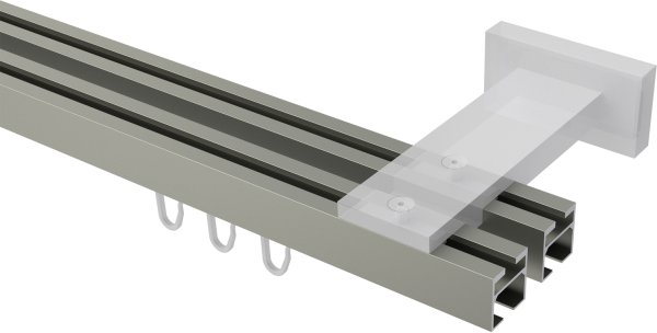 Innenlauf Gardinenstange Aluminium / Metall eckig 20x20 mm 2-läufig QUADLINE - Sono Satin-Silber