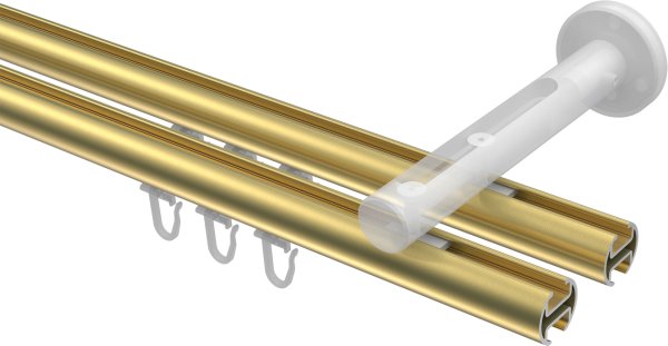 Innenlauf Gardinenstange Aluminium / Metall 20 mm Ø 2-läufig SITENO - Santo Messing-Optik / Schwarz