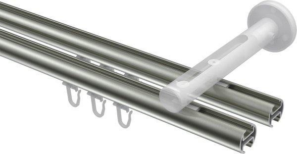 Innenlauf Gardinenstange Edelstahl-Optik 20 mm Ø 2-läufig SITENO - Tanara