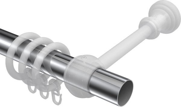 Gardinenstange Metall / Kunststoff 28 mm Ø CLASSIC - Rondo Chrom