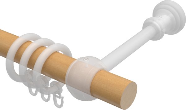 Gardinenstange Holz / Kunststoff 28 mm Ø CLASSIC - Rondo Buche lackiert / Chrom