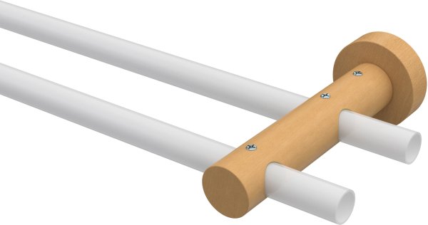 Träger Adrian Buche lackiert 2-läufig 6 und 12 cm für Gardinenstangen 16 mm Ø