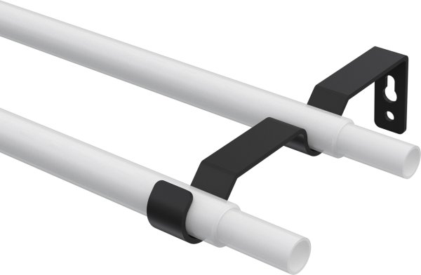 Träger Hera Schwarz 2-läufig 7,5 und 13,5 cm für Gardinenstangen 16 mm Ø