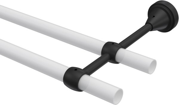 Träger Primus Schwarz 2-läufig 11 und 17 cm für Gardinenstangen 16 mm Ø