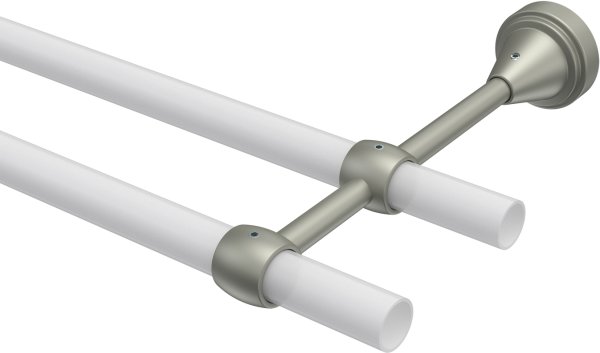 Träger Primus Chrom matt 2-läufig 11 und 17 cm für Gardinenstangen 16 mm Ø