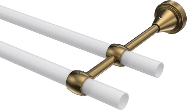 Träger Primus Messing Antik 2-läufig 11 und 17 cm für Gardinenstangen 16 mm Ø