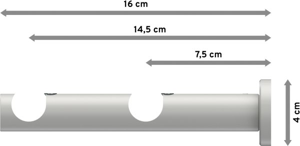 Träger Platon Weiß 2-läufig 7,5 und 14,5 cm für Gardinenstangen 20 mm Ø