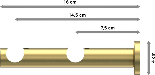 Träger Platon Messing-Optik 2-läufig 7,5 und 14,5 cm für Gardinenstangen 20 mm Ø