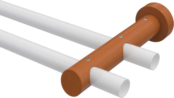 Träger Talena Kirschbaum lackiert 2-läufig 9 und 15 cm für Gardinenstangen 20 mm Ø