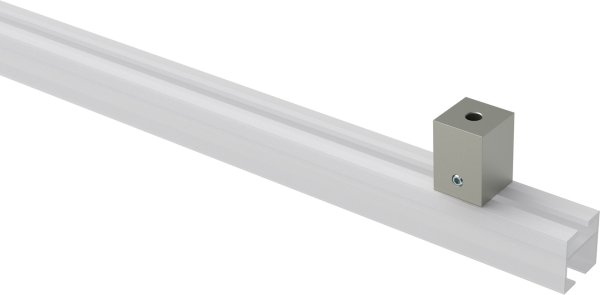 Deckenträger Quadline Satin-Silber 1-läufig 2,5 cm für eckige Innenlaufstangen (2 Stück)
