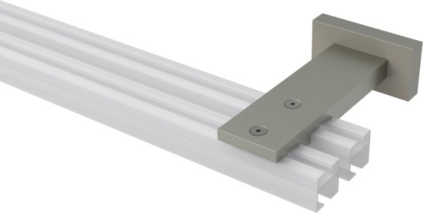 Träger Quadline Satin-Silber 2-läufig 8 und 11 cm für Innenlaufstangen 20x20 mm