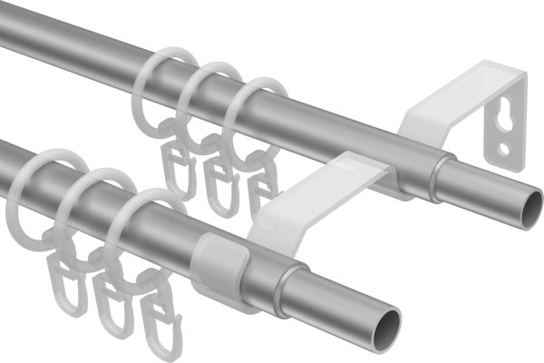 Ausziehbare Gardinenstange Metall / Kunststoff 16/13 mm 2-läufig Ø HERA - Livo Schwarz / Silbergrau