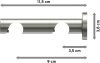 Träger Perfecta Edelstahl 2-läufig 3,5 und 9,5 cm für Gardinenstangen 20 mm Ø 