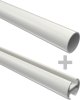 Rundrohr-Innenlauf Gardinenstange Aluminium / Metall 20 mm Ø 2-läufig PLATON - Santo Weiß / Edelstahl-Optik 100 cm