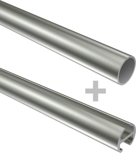 Rundrohr-Innenlauf Gardinenstange Edelstahl-Optik 16 mm Ø 2-läufig SINUX - Casa
