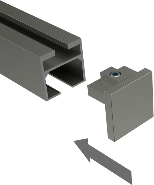 Endstücke Sono (Kappe) Satin-Silber für Innenlaufstangen 20x20 mm (2 Stück)