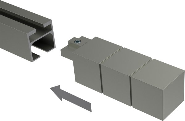 Endstücke Cubes (Rillenquader) Satin-Silber für Innenlaufstangen 20x20 mm (2 Stück)