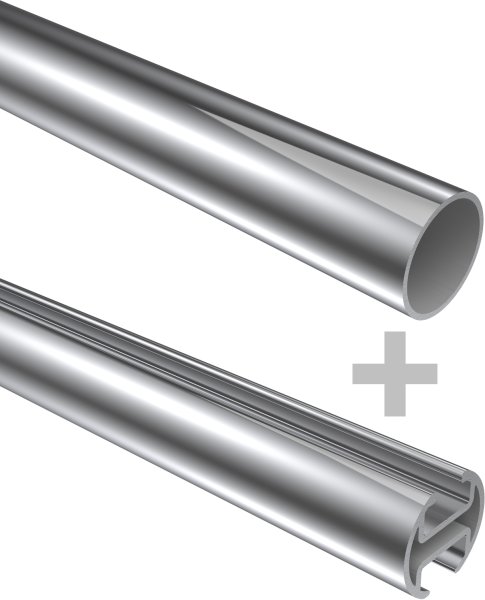 Rundrohr-Innenlauf Gardinenstange Aluminium / Metall 20 mm Ø 2-läufig PRESTIGE - Santo Chrom