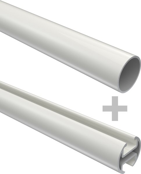 Rundrohr-Innenlauf Gardinenstange Aluminium / Metall 20 mm Ø 2-läufig PRESTIGE - Luino Weiß