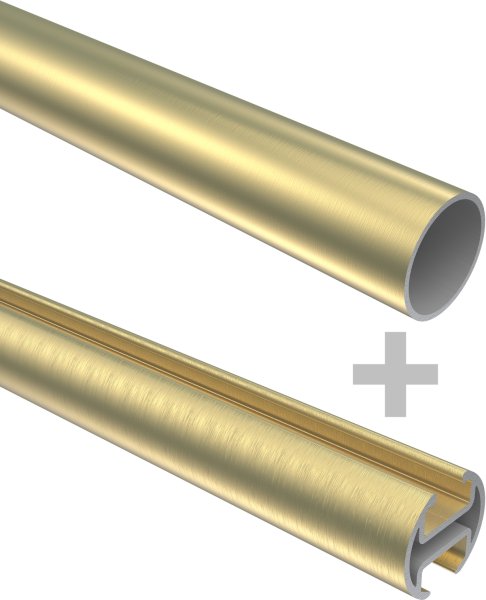 Rundrohr-Innenlauf Gardinenstange Messing-Optik 20 mm Ø 2-läufig PRESTIGE - Santo