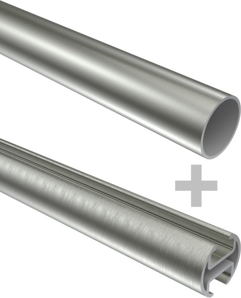 Rundrohr-Innenlauf Gardinenstange Edelstahl-Optik / Messing-Optik 20 mm Ø 2-läufig PRESTIGE - Santo
