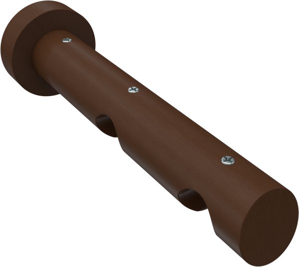 Innenlauf Gardinenstange Aluminium / Holz 20 mm Ø 2-läufig TALENT - Feta Edelstahl-Optik / Nussbaum lackiert