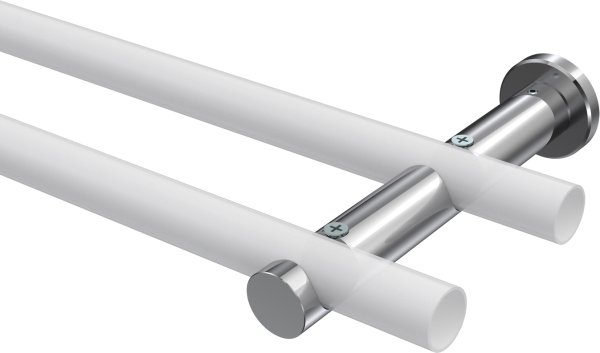 Träger Platon Chrom 2-läufig 7,5 und 14,5 cm für Gardinenstangen 20 mm Ø