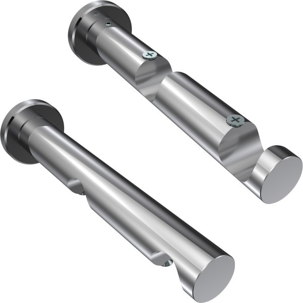 Innenlauf Gardinenstange Aluminium / Metall 20 mm Ø 2-läufig PLATON - Savio Edelstahl-Optik / Chrom