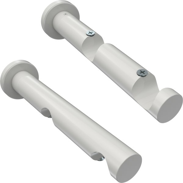 Innenlauf Gardinenstange Aluminium / Metall 20 mm Ø 2-läufig PLATON - Santo Edelstahl-Optik / Weiß