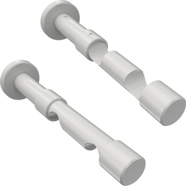 Innenlauf Gardinenstange Aluminium / Metall 20 mm Ø 2-läufig PRESTIGE - Santo Edelstahl-Optik / Weiß