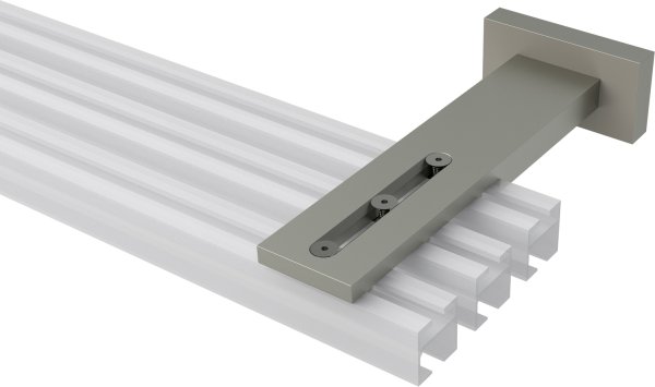 Träger Quadline (Multi) Satin-Silber 1-3-läufig 8 bis 14 cm für Innenlaufstangen 20x20 mm