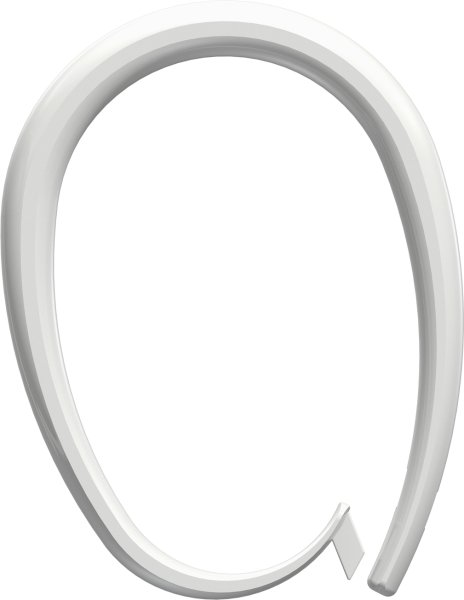 Duschvorhangringe (Duschringe) Weiß Typ Oval, verschließbar für Duschvorhangstangen