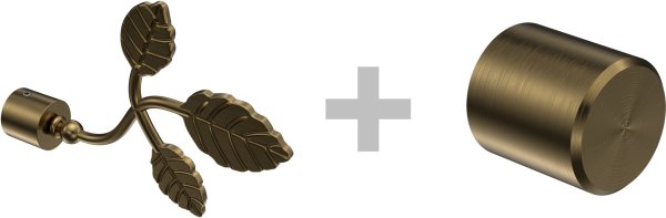 Gardinenstange Metall 16 mm Ø 2-läufig PRIMUS - Alessia Gold matt / Messing Antik (ohne Ringe)