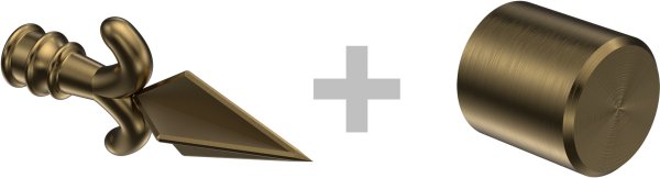 Gardinenstange Metall 16 mm Ø 2-läufig PRIMUS - Matteo Gold matt / Messing Antik (ohne Ringe)