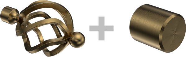 Gardinenstange Metall 16 mm Ø 2-läufig PRIMUS - Paolo Gold matt / Messing Antik (ohne Ringe)