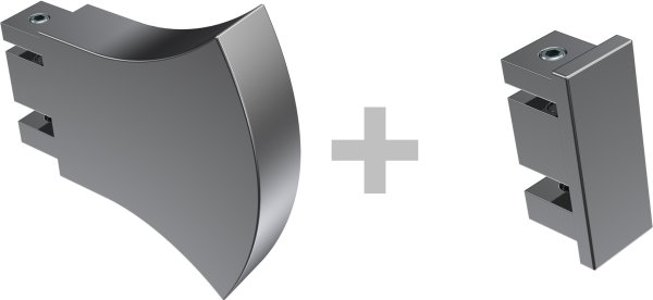 Innenlauf Gardinenstange Aluminium / Metall eckig 14x35 mm 2-läufig SMARTLINE - Conex Edelstahl-Optik / Chrom