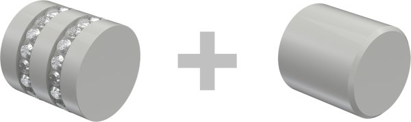 Innenlauf Gardinenstange Aluminium / Metall 20 mm Ø 2-läufig PRESTIGE - Estana Edelstahl-Optik / Weiß