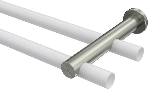 Träger Platon Edelstahl-Optik 2-läufig 7,5 und 14,5 cm für Gardinenstangen 20 mm Ø