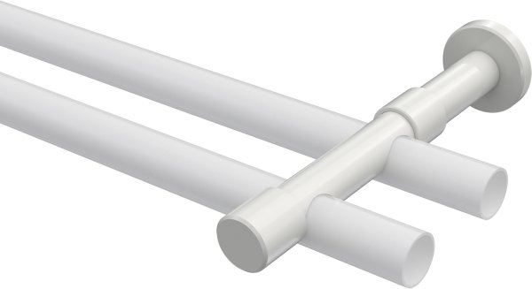 Träger Prestige Weiß 2-läufig 8 und 13 cm für Gardinenstangen 20 mm Ø