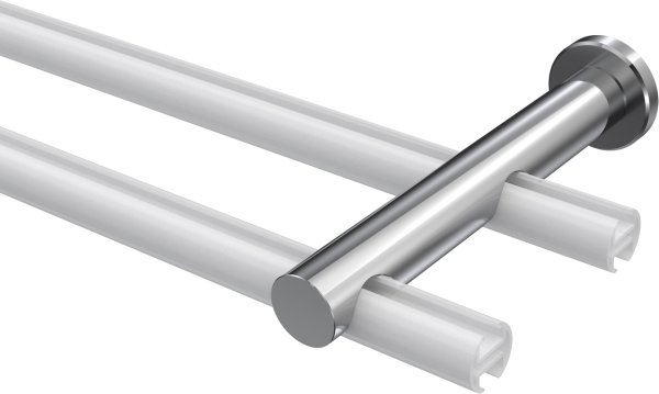 Träger Platon Chrom 2-läufig 7,5 und 14,5 cm für Gardinenstangen 20 mm Ø
