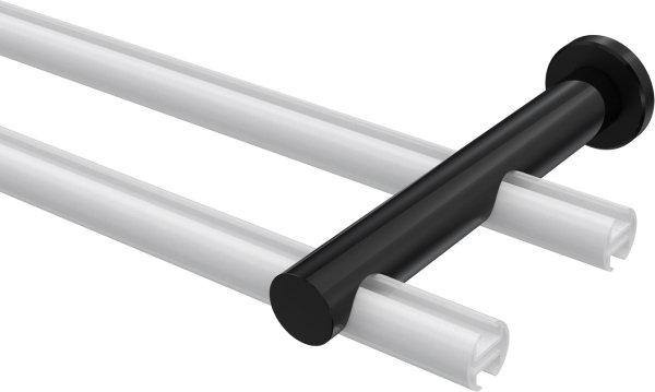 Träger Platon Schwarz 2-läufig 7,5 und 14,5 cm für Gardinenstangen 20 mm Ø