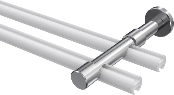 Träger Prestige Chrom 2-läufig 8 und 13 cm für Gardinenstangen 20 mm Ø