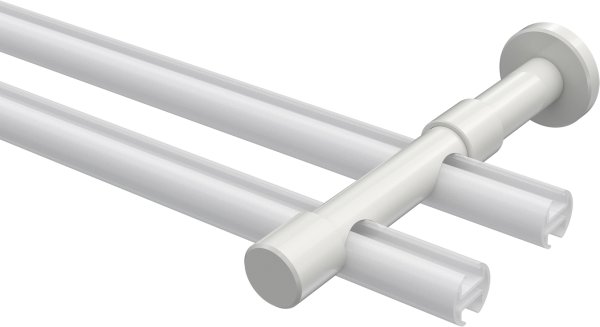 Träger Prestige Weiß 2-läufig 8 und 13 cm für Gardinenstangen 20 mm Ø