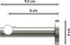Gardinenstange Metall 16 mm Ø MEDIUM - Carelli Schwarz / Edelstahl-Optik 100 cm